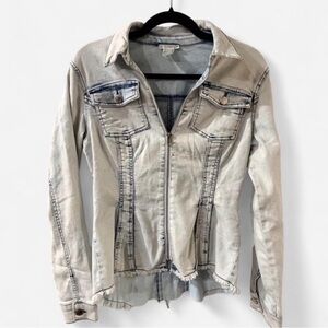 VENUS Light Wash Denim Jacket Corset Lace Up Back Zip Front Size 4